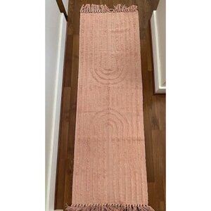 New Boho Rainbow Hallway Runner Rug 2x6, Tufted Pink Bedside Girl's Room Mat